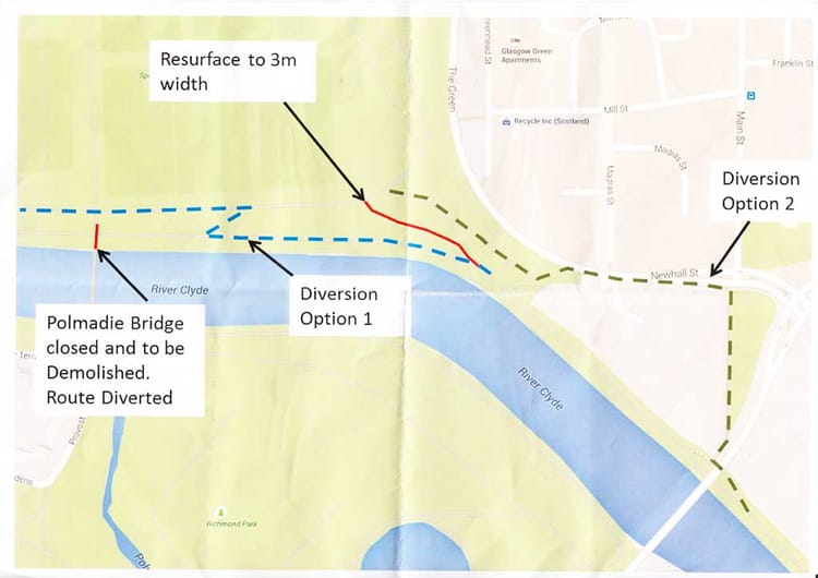Glasgow: Polmadie Bridge Diversion, north bank - upgrade