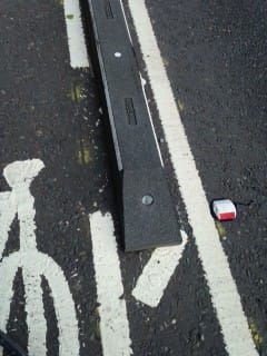 Cycle Lane Segregation: trial on Aikenhead Road by Glasgow City Council