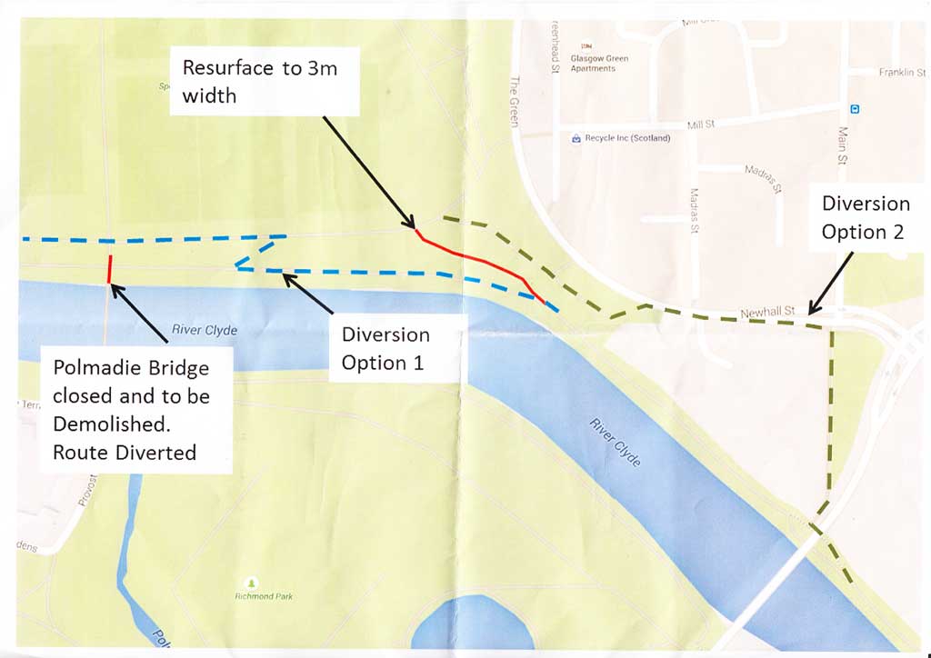 Glasgow: Polmadie Bridge Diversion, north bank - upgrade