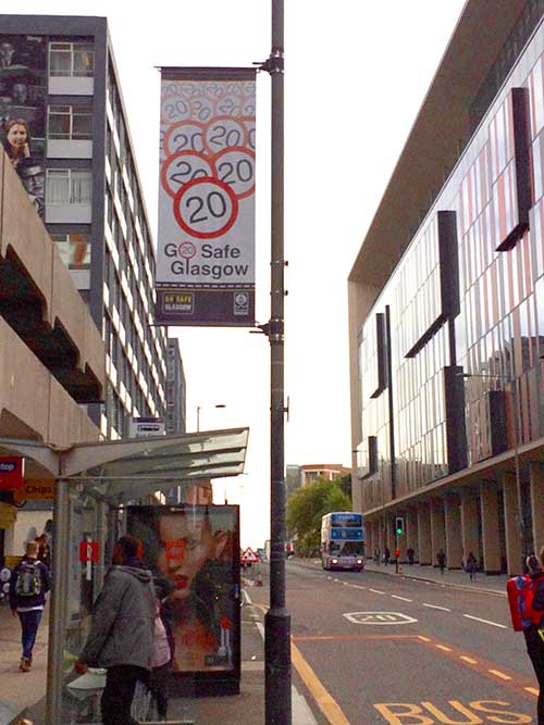 Better Late than Never: 20mph banners in Glasgow City Centre