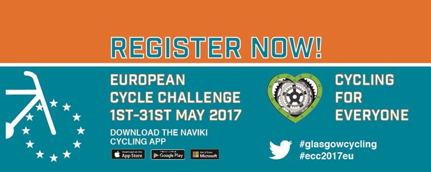 European Cycling Challenge, Launch Saturday 15 April, Glasgow Green. Record your mileage to show where we want cycle facilities!