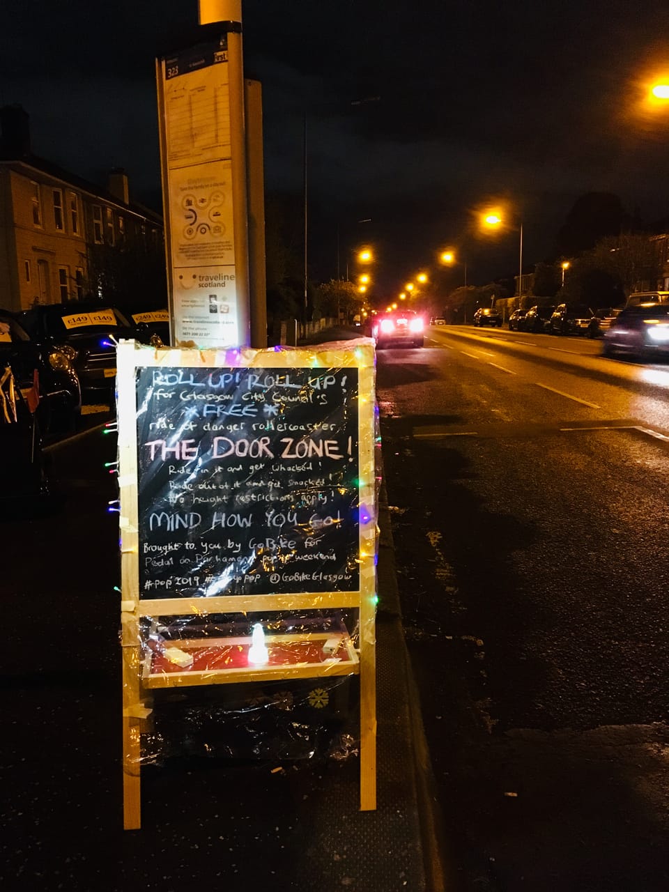 GoBike Board of Shame Pop Up - Kilmarnock Road Door Zone