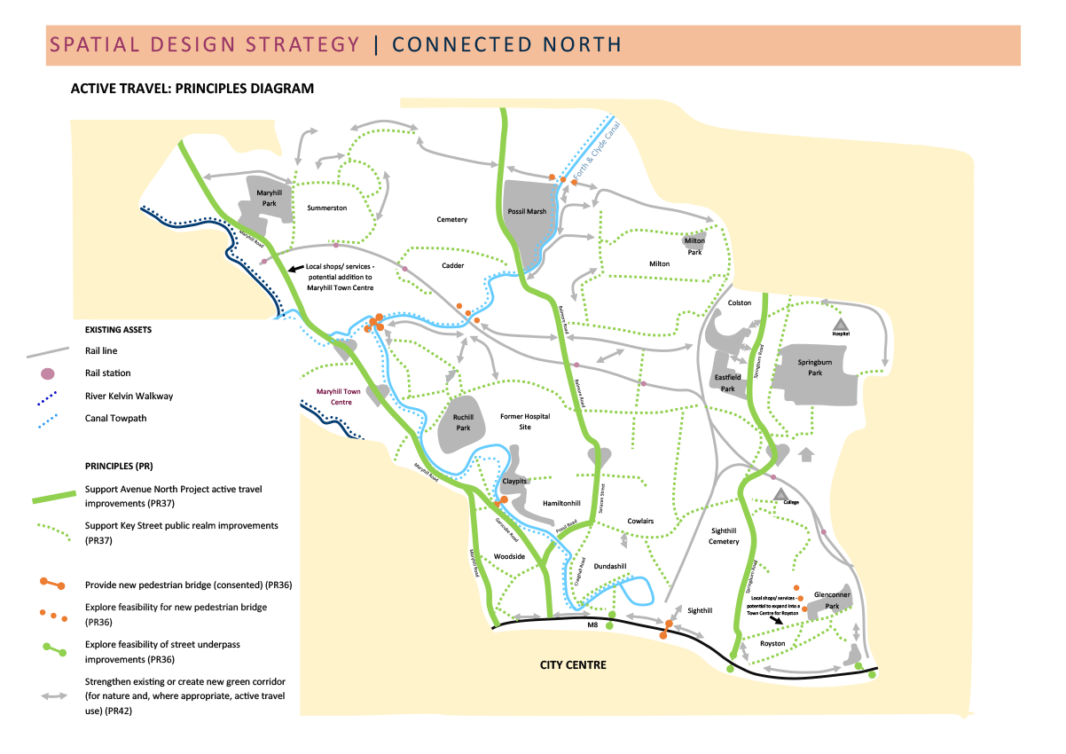 Glasgow North - principles of active travel map