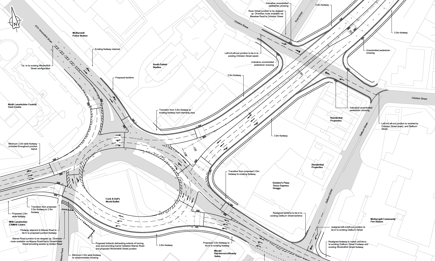 Airbles Rd / Windmillhill St roundabout plan