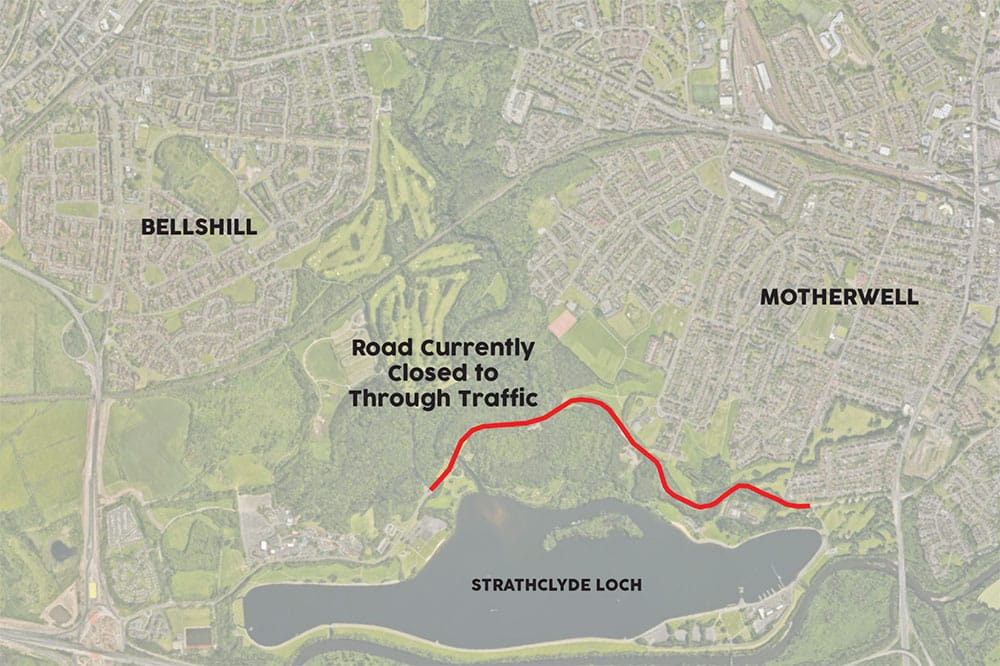 Strathclyde Park Spine Road closed to through traffic