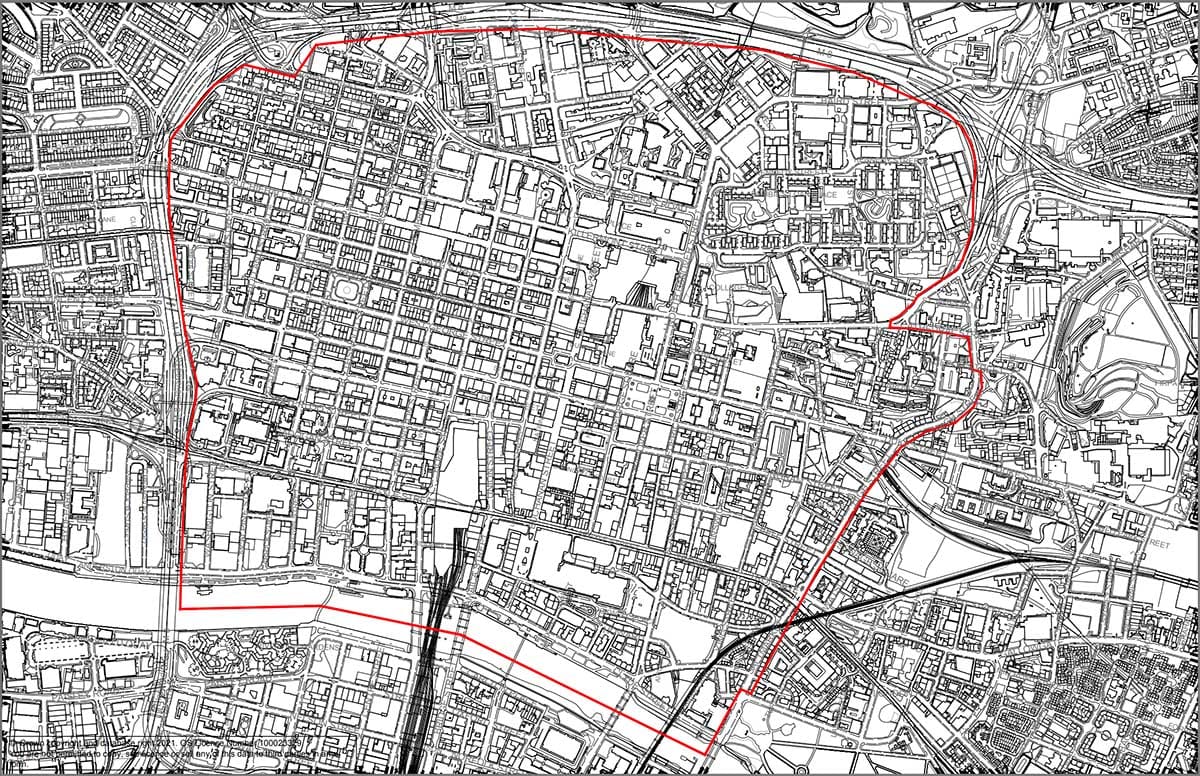 Plan of boundary of Glasgow Low Emission Zone