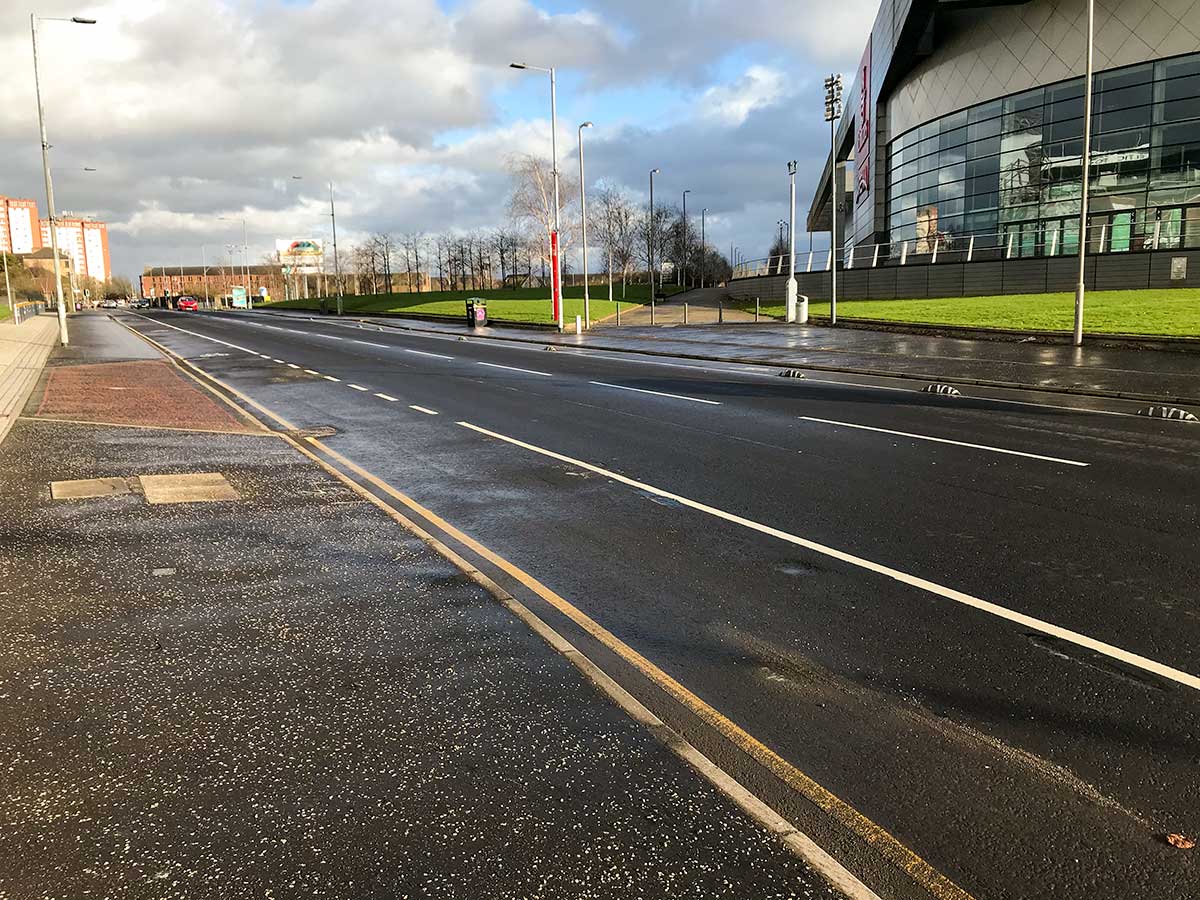 London Rd Spaces for People lanes, March 2021