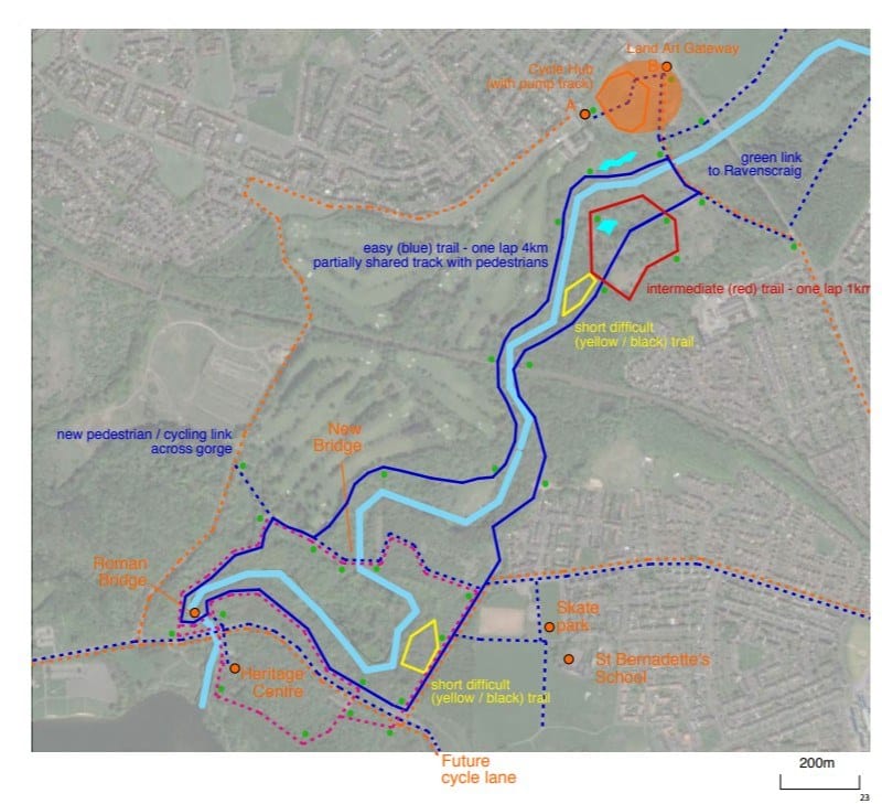 Map of proposed mountain bike trails around South Calder Water