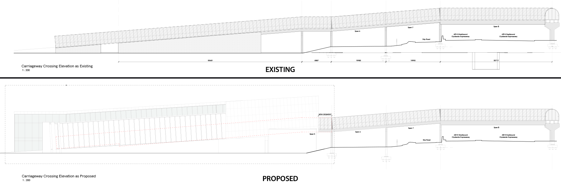 Existing/proposed plan for pedestrian/cycle bridge between SEC and Minerva St