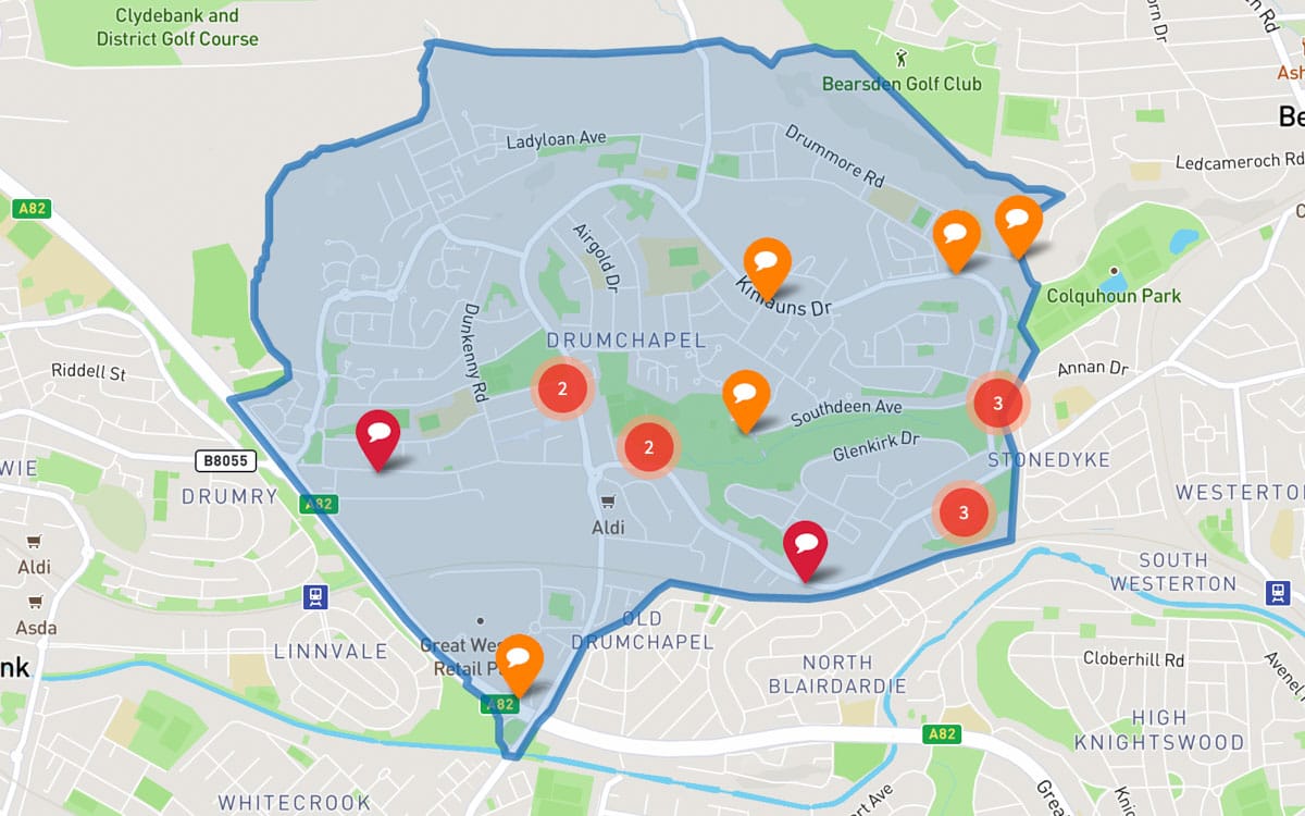 Drumchapel Commonplace map