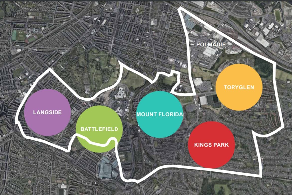 Langside to Toryglen LN area map