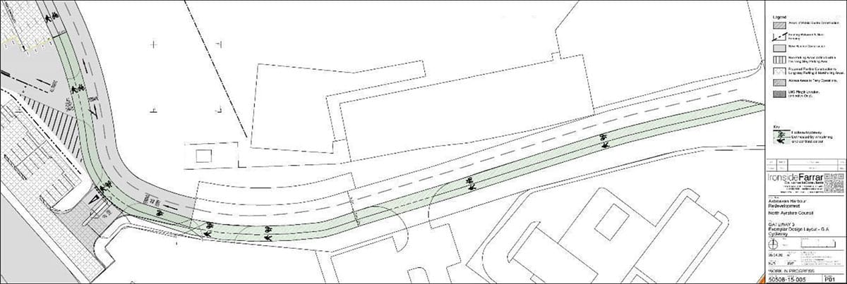 Plan of proposed cycling and walking lanes on Harbour Rd, Ardrossan