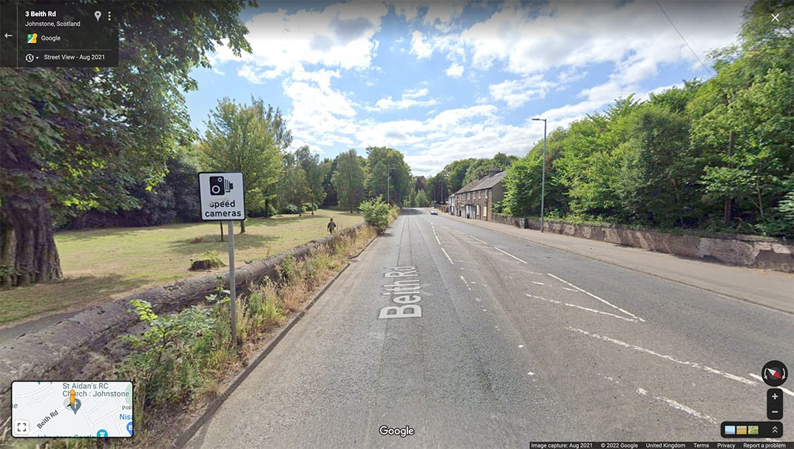 StreetView image showing Beith Rd, Johnstone, facing south-west