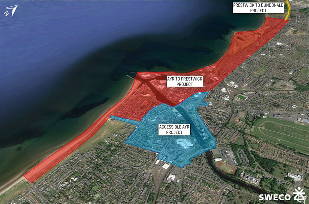 Ayr and Prestwick project areas aerial view