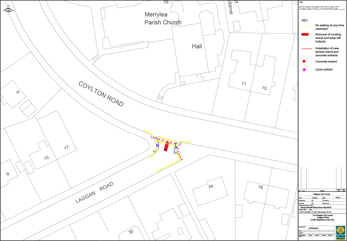 Map of proposed filter on Laggan Rd at Coylton Rd