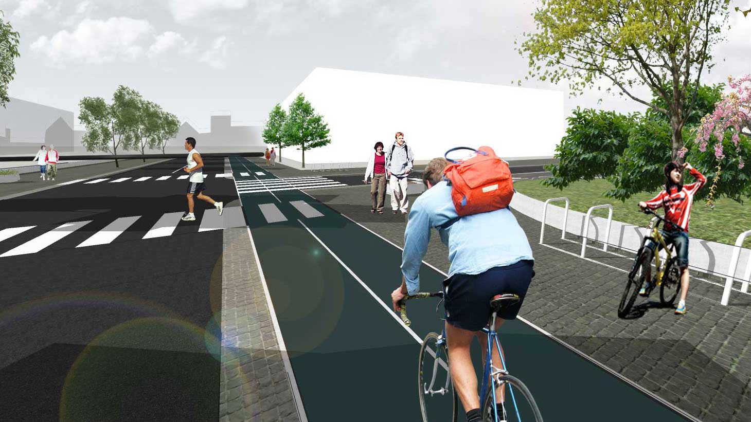 Ruchill St visualisation with 2-way cycle lanes