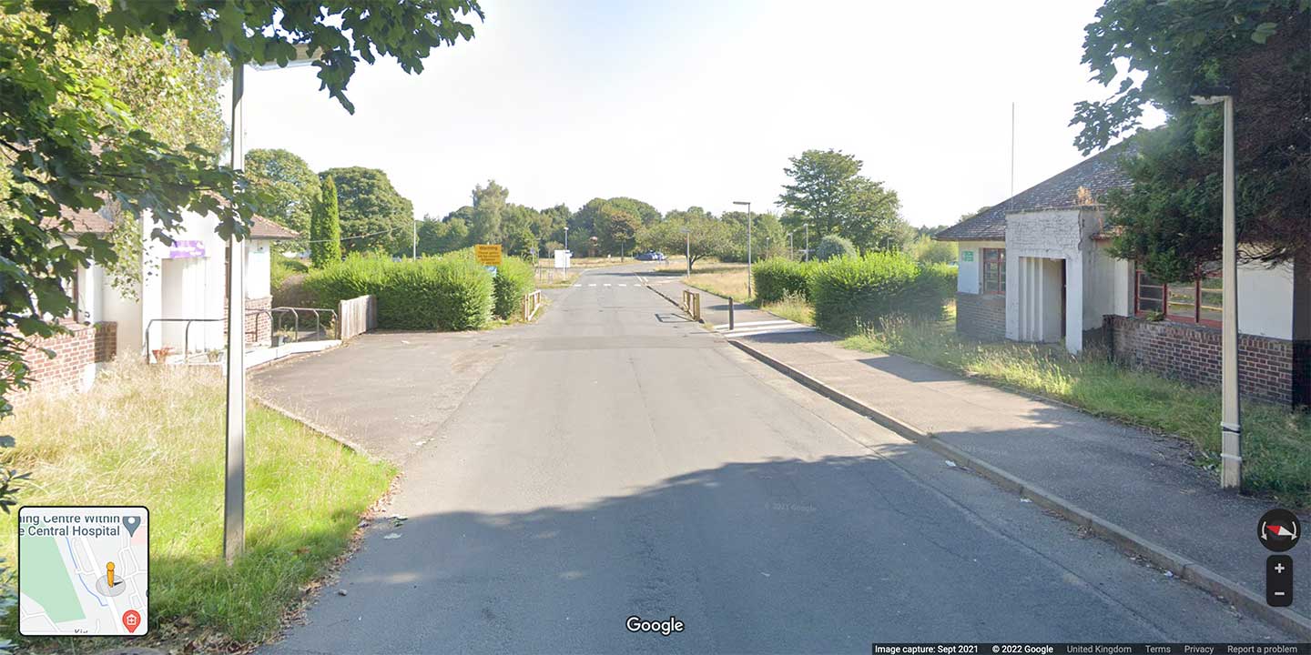 Gatehouses at south entrance to Ayrshire Central Hospital