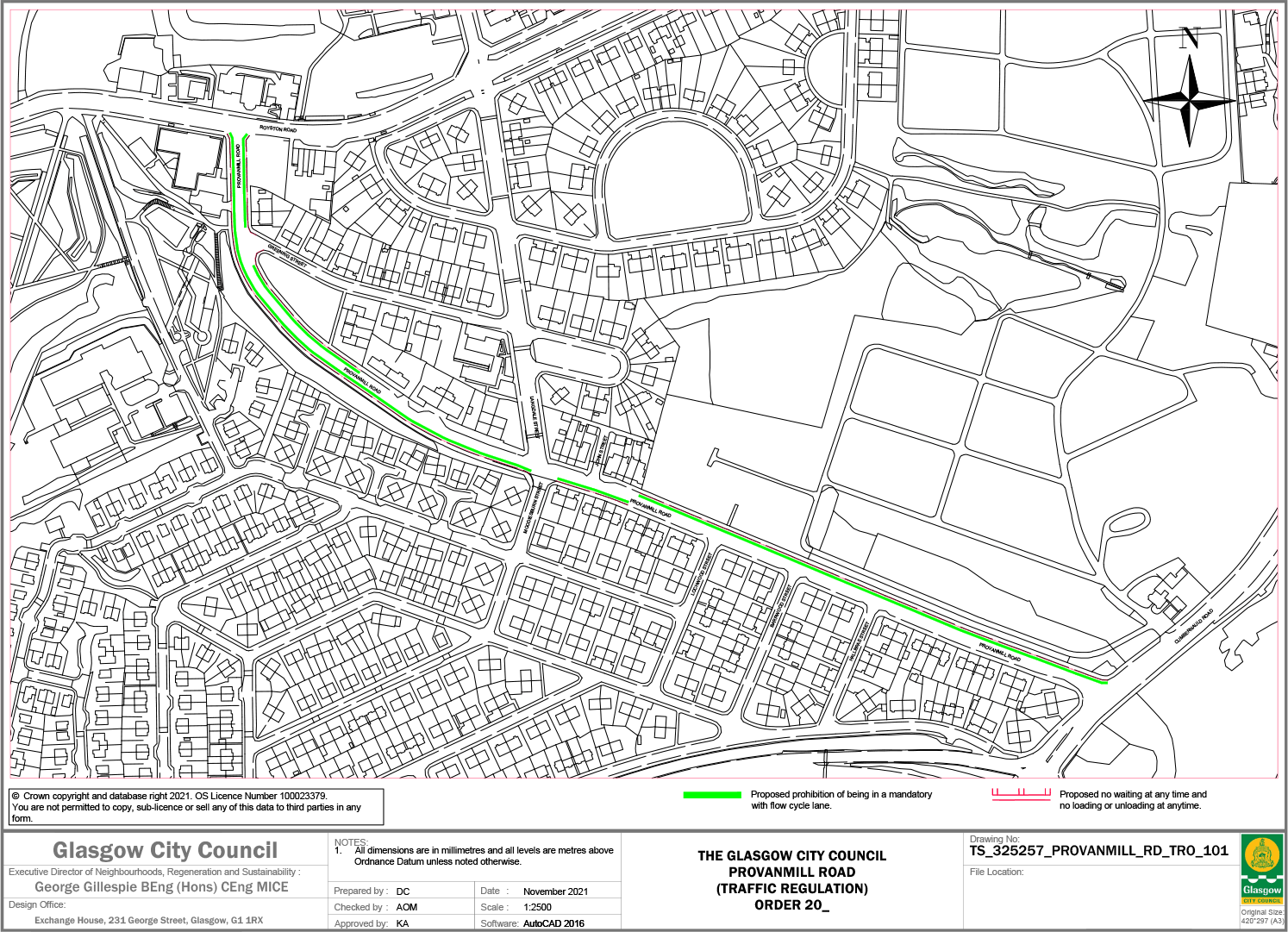 Provanmill Road TRO map