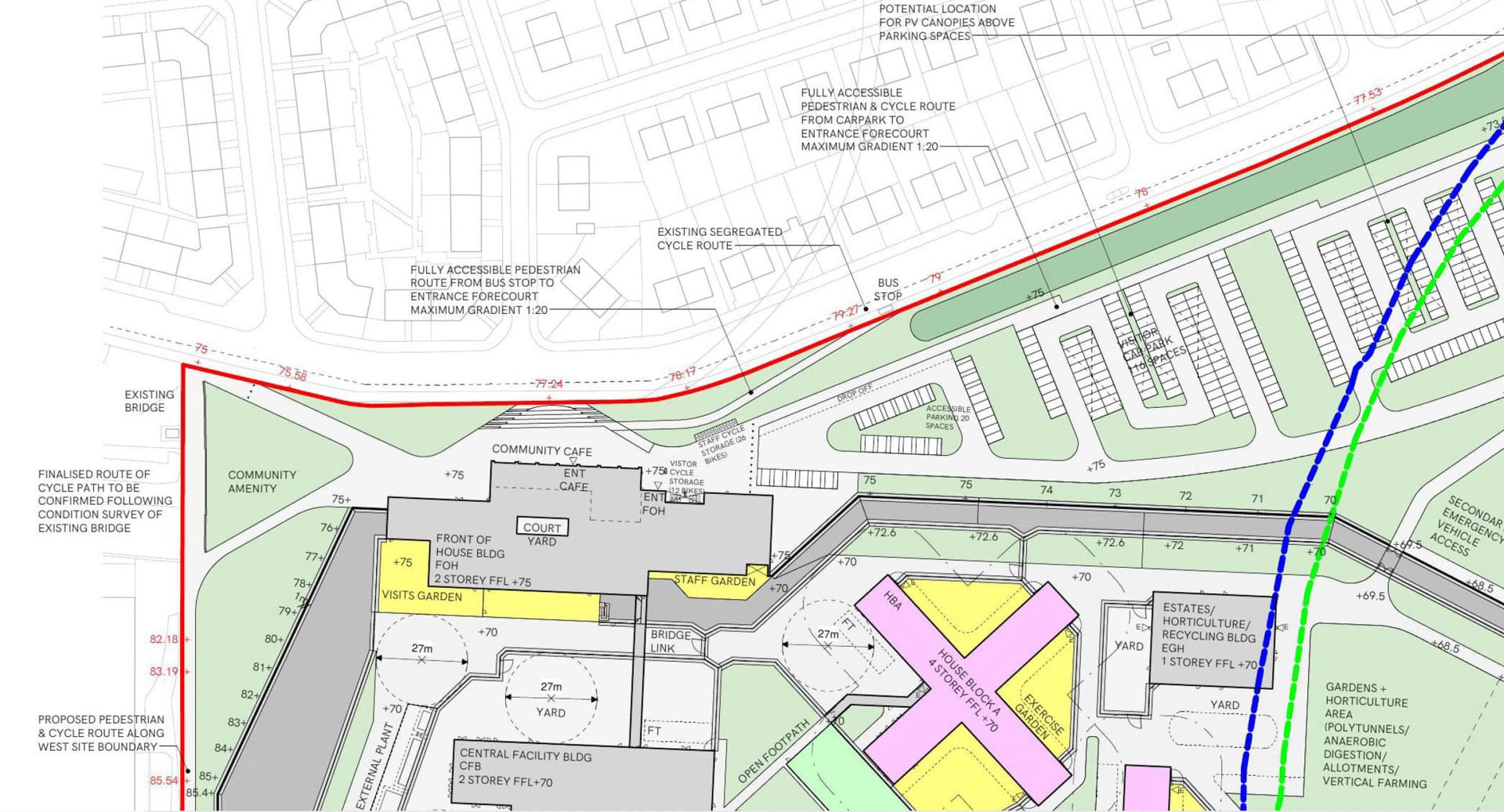 HMP Glasgow plans (portion) showing cycle/pedestrian links