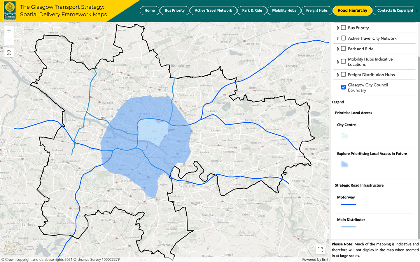 Roads hierarchy map (Glasgow Transport Strategy: Spatial Delivery Framework)