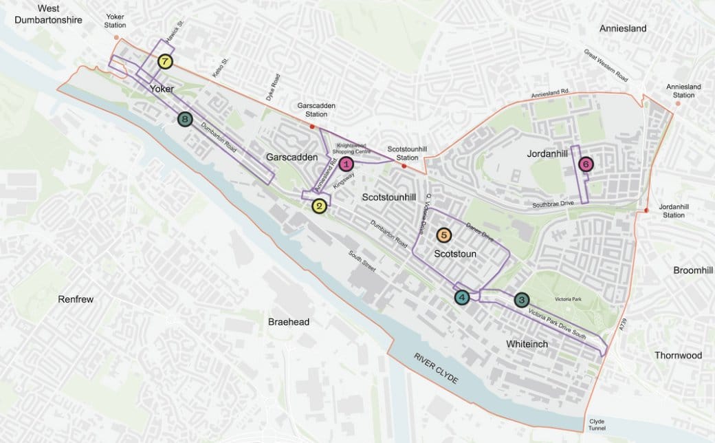 Yoker to Whiteinch LN - map of proposed projects