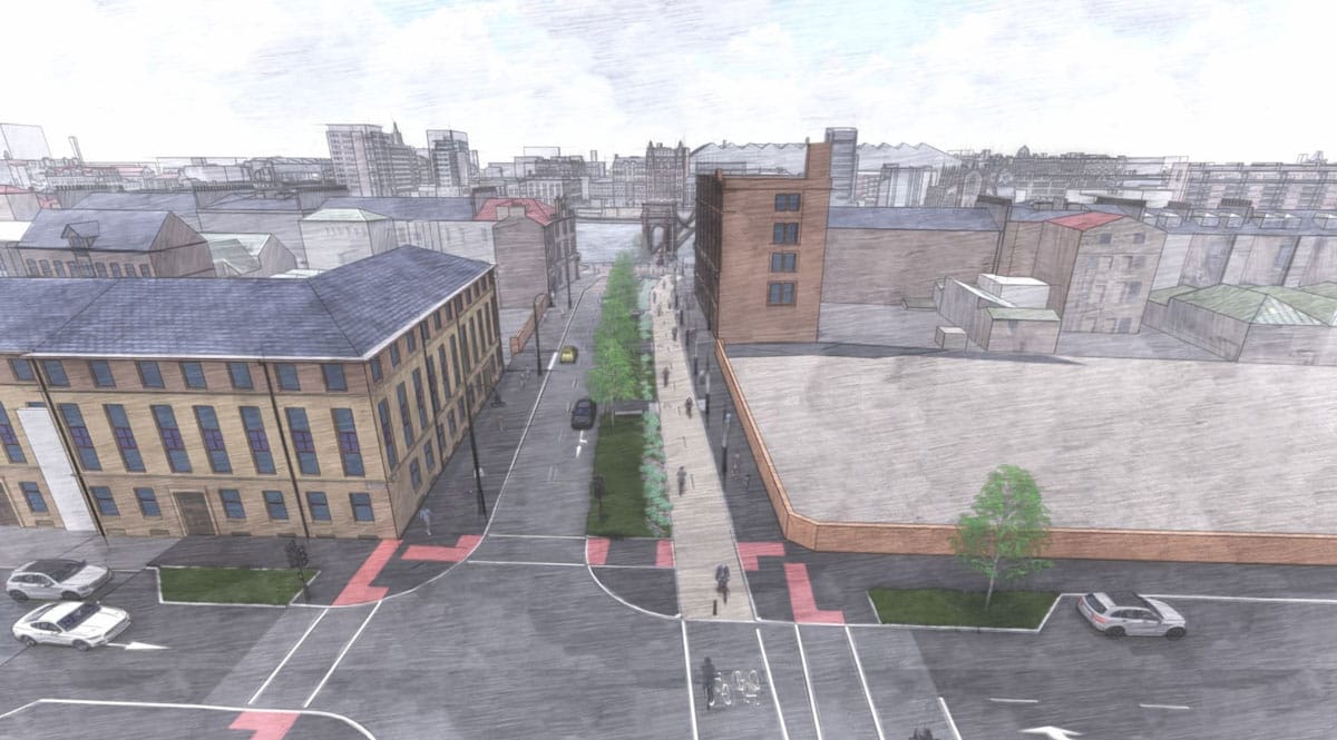 Visualisation of South Portland St plans (looking north)