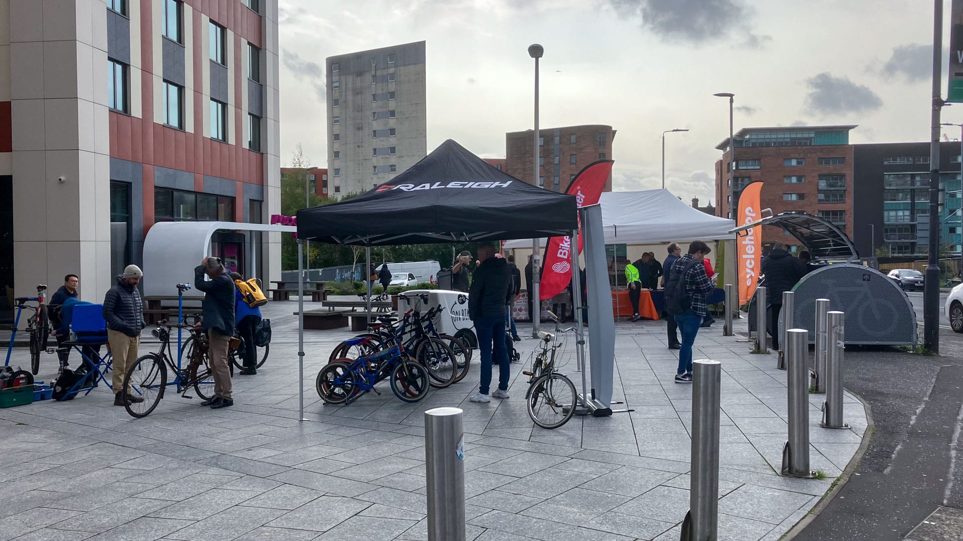 Cyclehoop event outside the Moxy hotel, High St, Glasgow