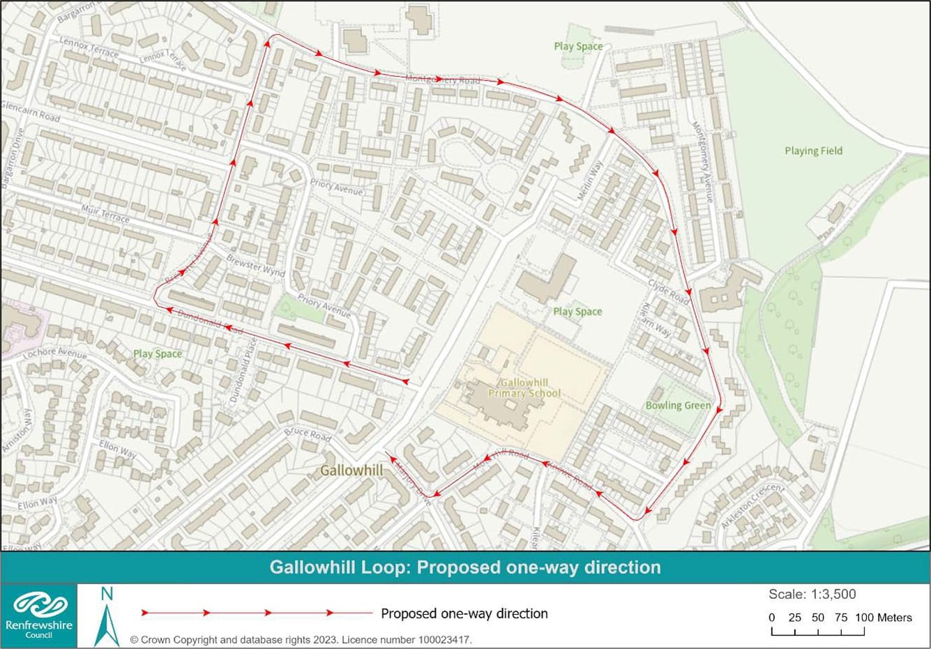 Plan of proposed Gallowhill one-way loop