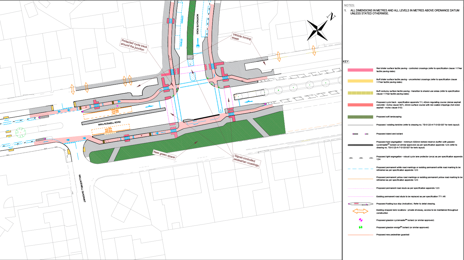 Portion of plans for junction on Wallacewell Rd, North Glasgow