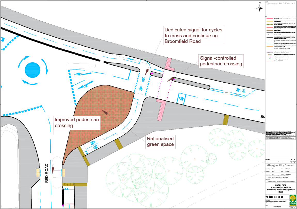 Red Rd/Broomfield Rd junction plan – North East Active Travel Route (NEATR)