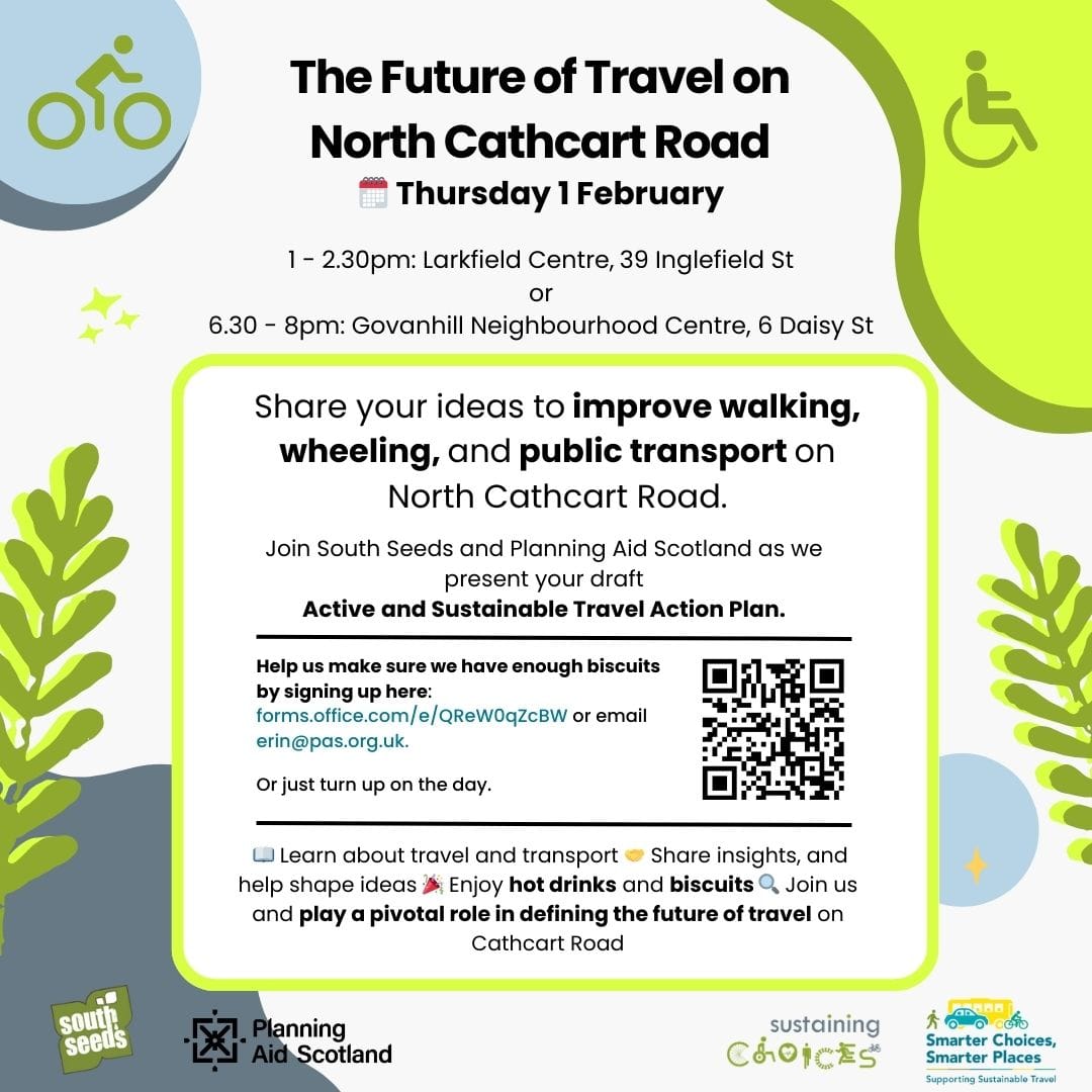 Flyer for events about the Future of Travel on North Cathcart Rd