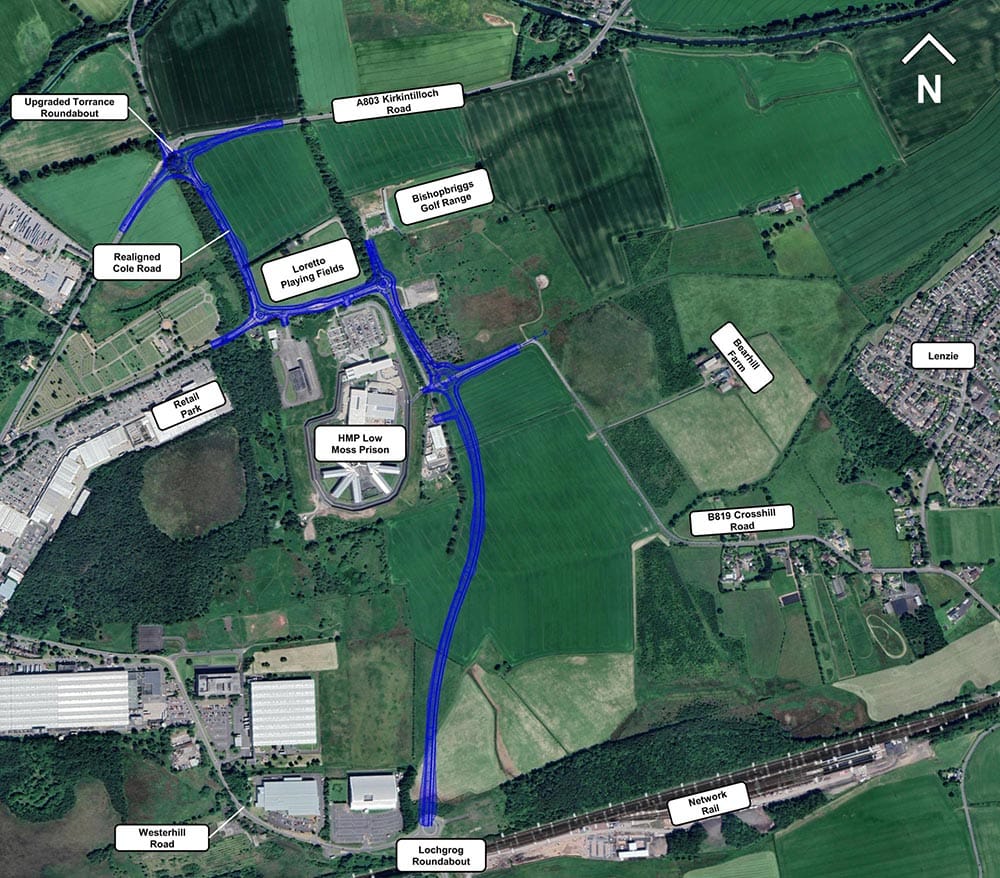 Map with proposed route of Westerhill Development Road