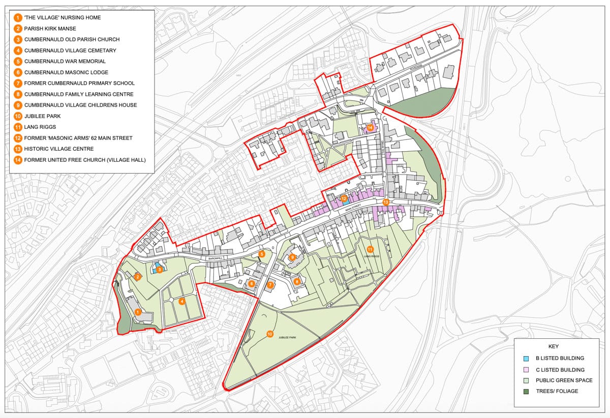 Cumbernauld Village conservation area map