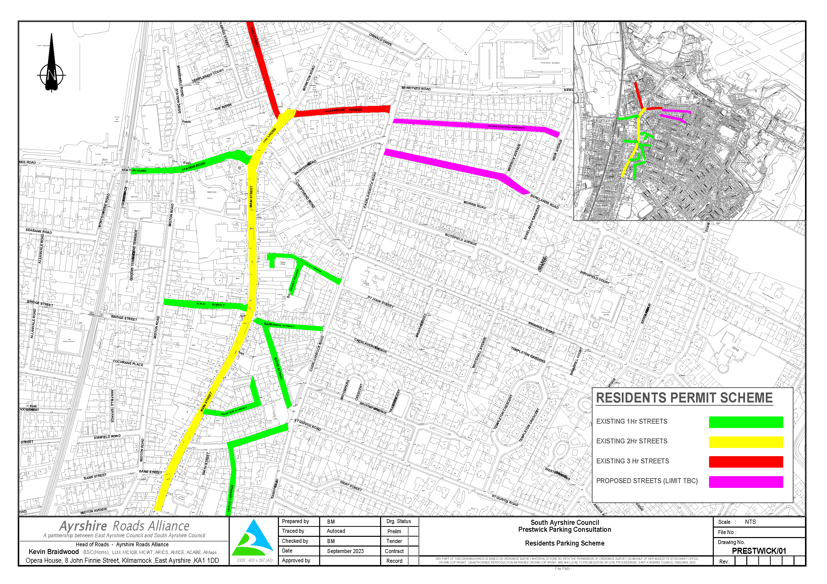 Prestwick Residents Parking Scheme map